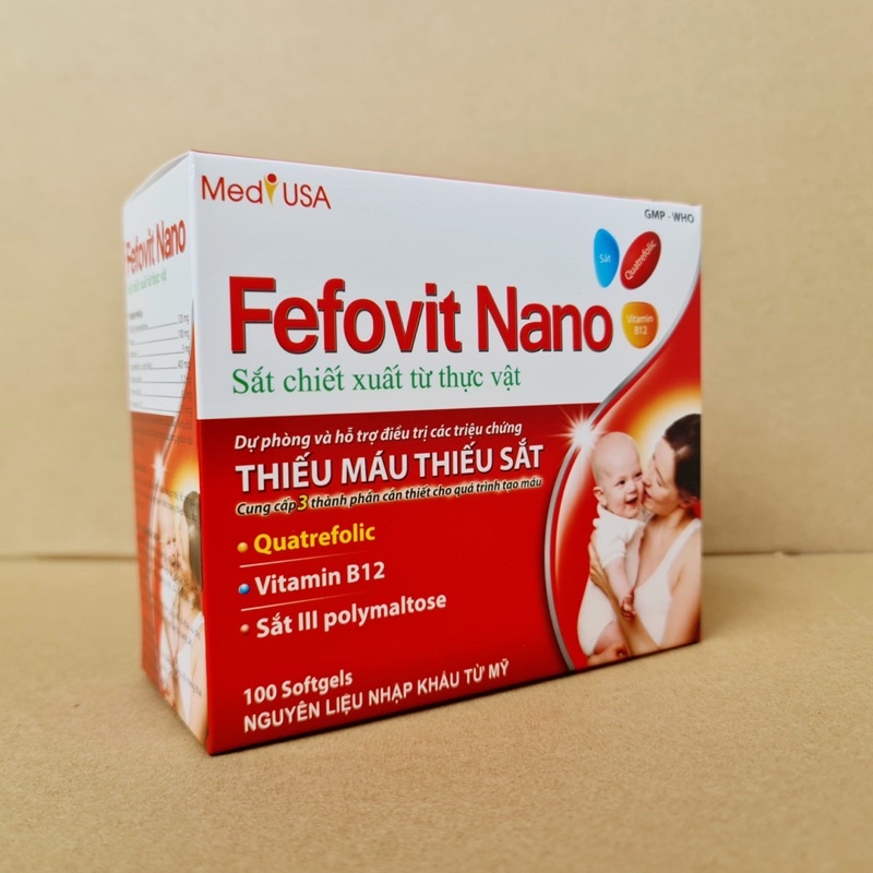 Fefovit Nano Bổ Sung Sắt, Tăng Cường Lưu Thông Máu Cho Phụ Nữ Mang Thai Hộp 100 viên | Thế Giới Skin Care