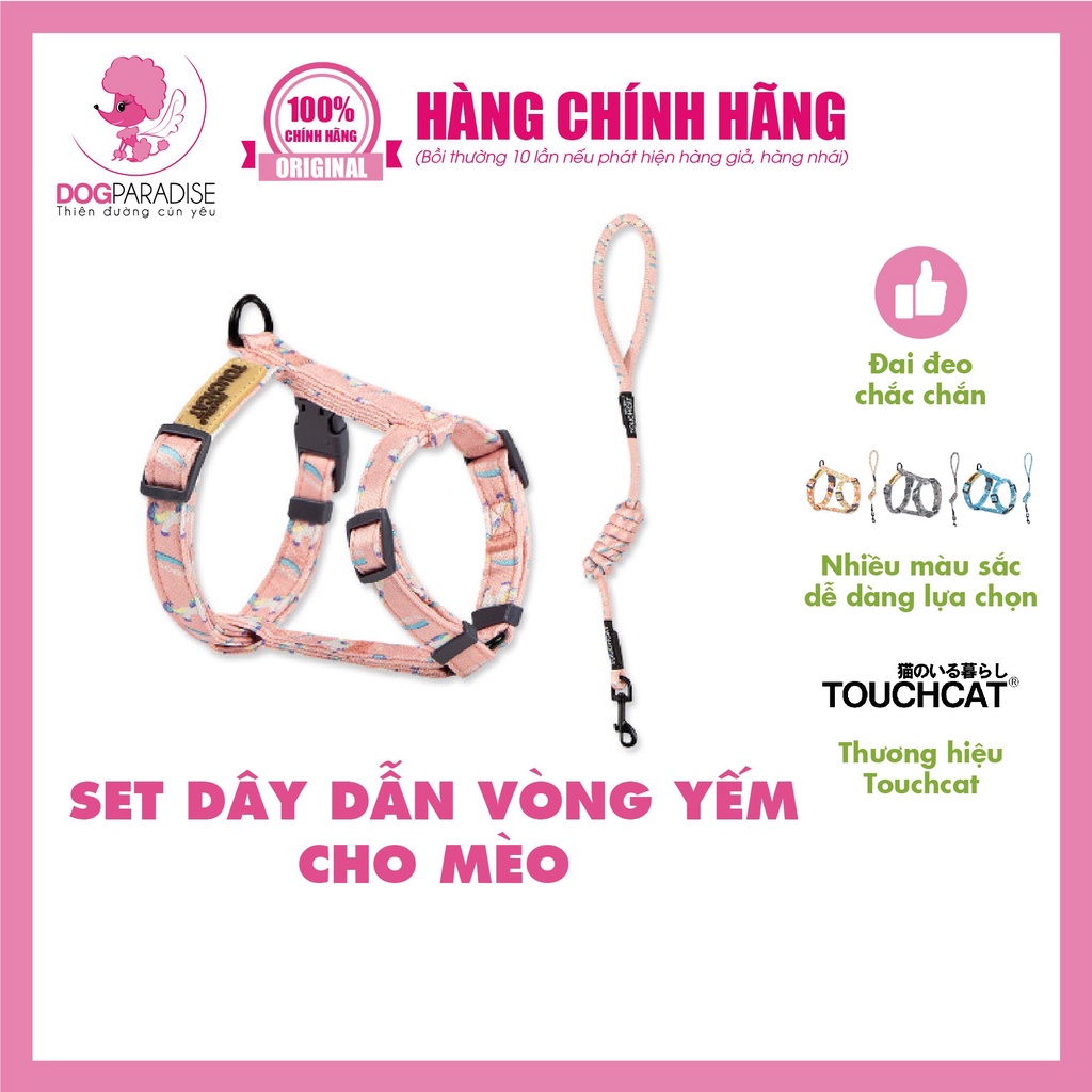 Set dây dẫn vòng yếm cho mèo TouchCat - Dog Paradise