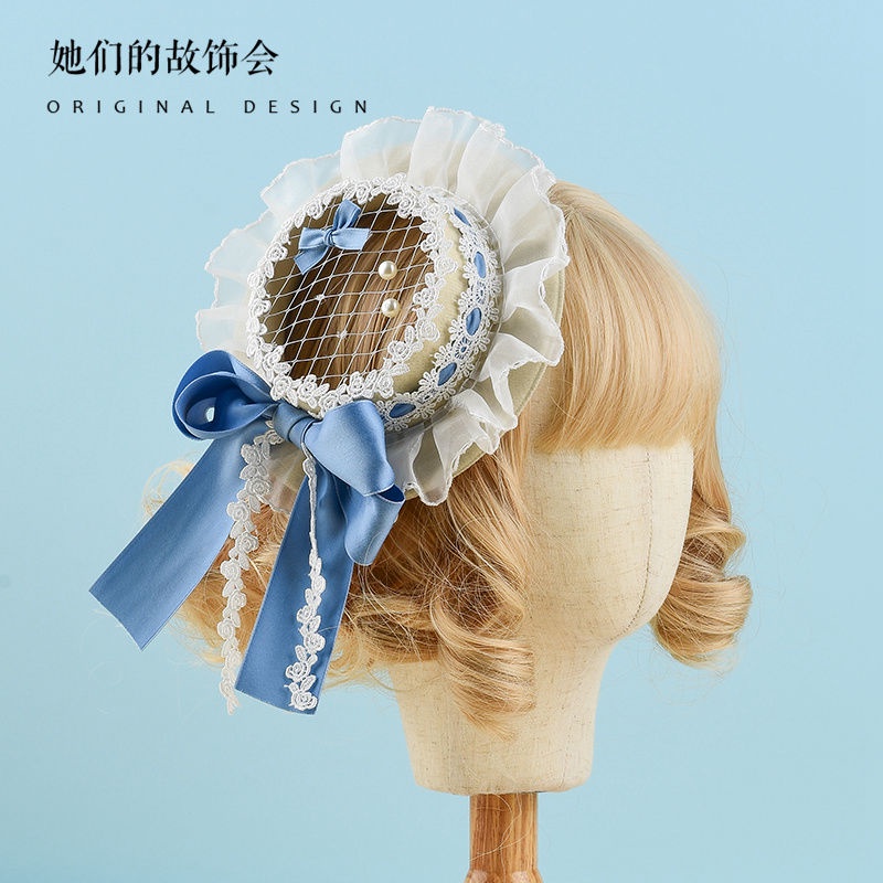 Phụ Kiện Cài Tóc Hình Nơ Màu Xanh Dương Nhám Phong Cách LOLITA