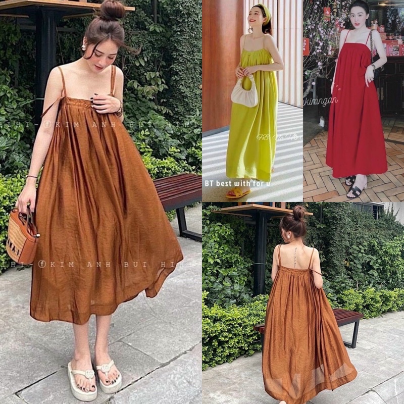 ĐẦM MAXI HAI DÂY THUN NGỰC