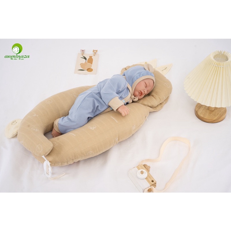 Anminaza - Gối ôm thỏ đa năng 3in1 sợi tre Microfiber cao cấp mềm, êm, thoáng khí cho bé