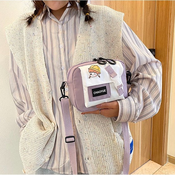 Túi Đeo Chéo Cao Cấp Chống Nước In Chữ Hello Girl Tặng Kèm Stiker Thời Trang Nữ Phong Cách Trẻ Trung Học Sinh