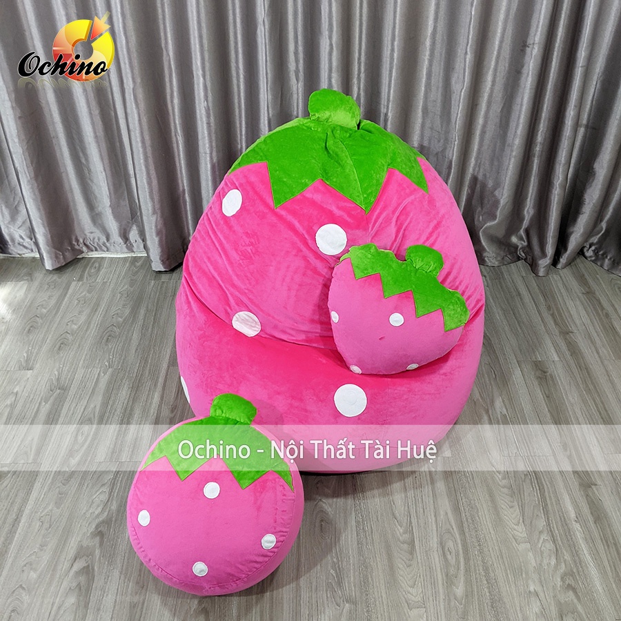 Ghế Hạt Xốp Thư Giãn Hình Dâu Tây, Hình Thú Xinh Xắn Size To 1M2-90 (Hàng Có Sẵn)