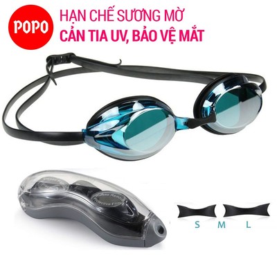 Kính bơi nam, nữ cho người lớn thi đấu POPO 1154 mắt nhỏ gọn, cản tia UV, hạn chế sương mờ