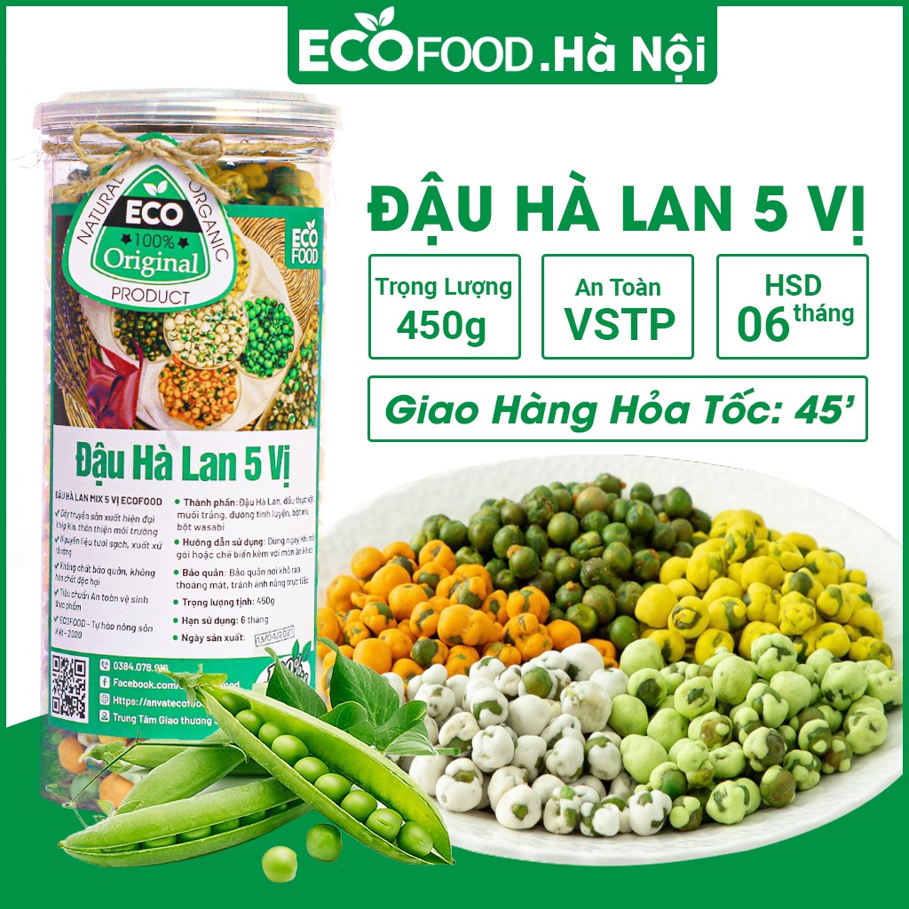 Đậu Hà Lan Mix 5 Vị 450G Ecofood - Đồ Ăn Vặt Việt Nam, An Toàn Vệ Sinh Thực Phẩm