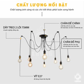 Đèn Chùm Chân Nhện 10-7-5 Tay Loại Đui 2m Lõi Đồng - Hàng Cao Cấp