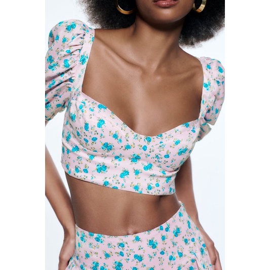Áo croptop hoa zara size S