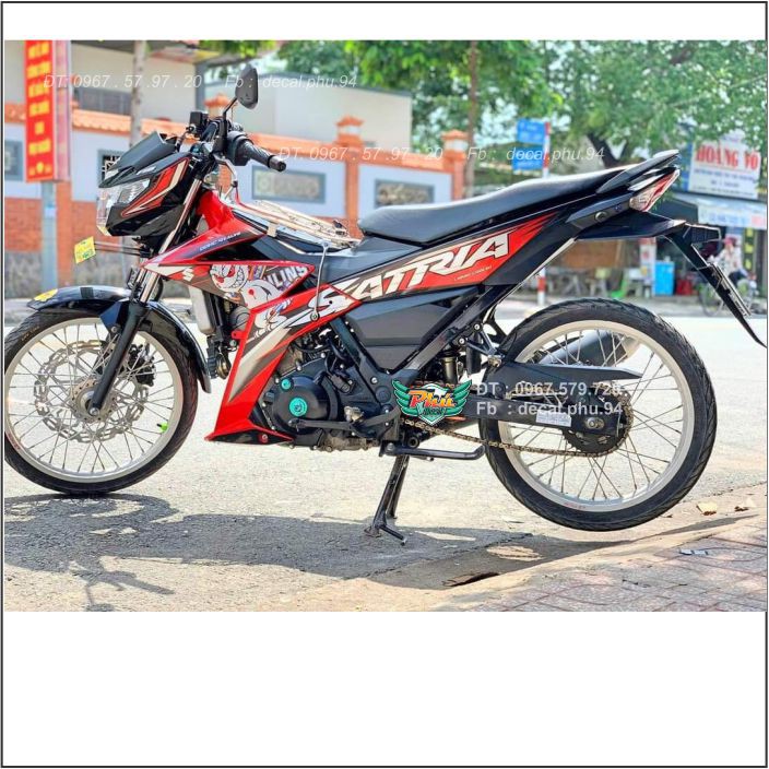 Tem Rời Satria Đỏ Trắng đen Thỏ Ohlins (V)