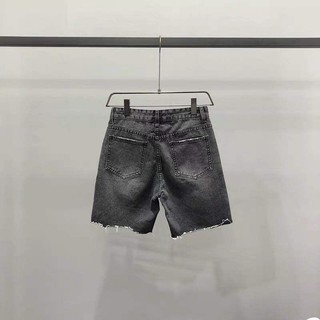 Quần short jean đen rách gối 2 bên