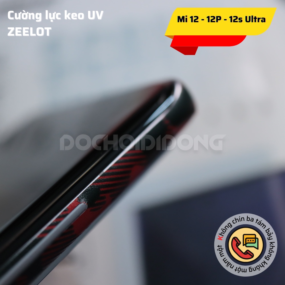 Miếng dán cường lực Xiaomi 12 - 12X - 12 Pro - 12S Ultra - 13 Pro - 13 Ultra Zeelot sử dụng keo UV