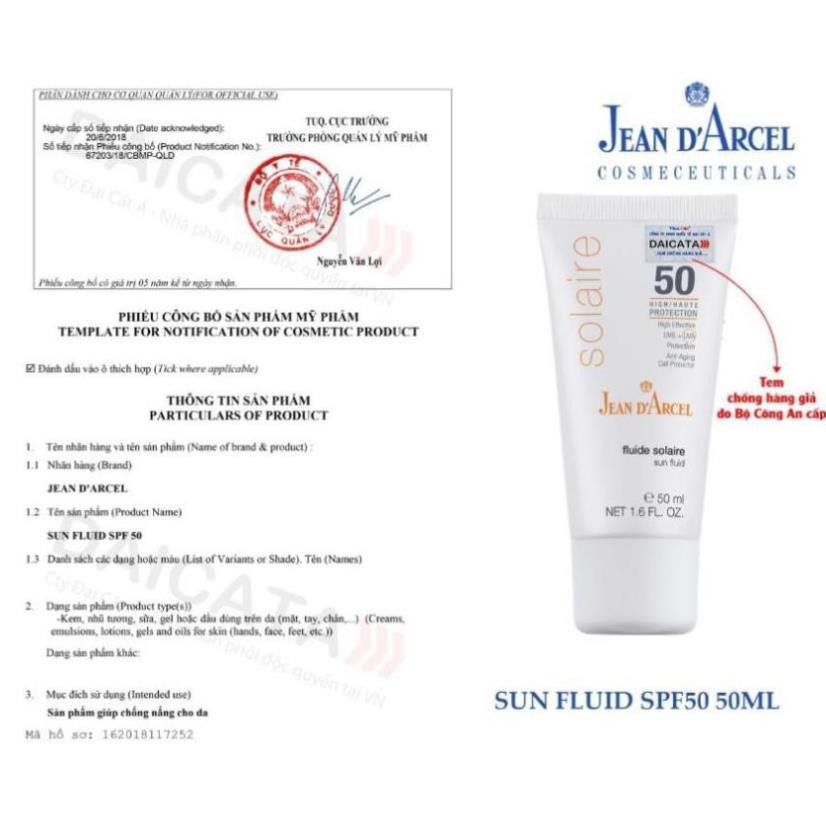 Sữa chống nắng toàn thân Jean d'Arcel Sun Fluid SPF50 50ml cho da dầu, da khô, da mụn, da nhạy cảm