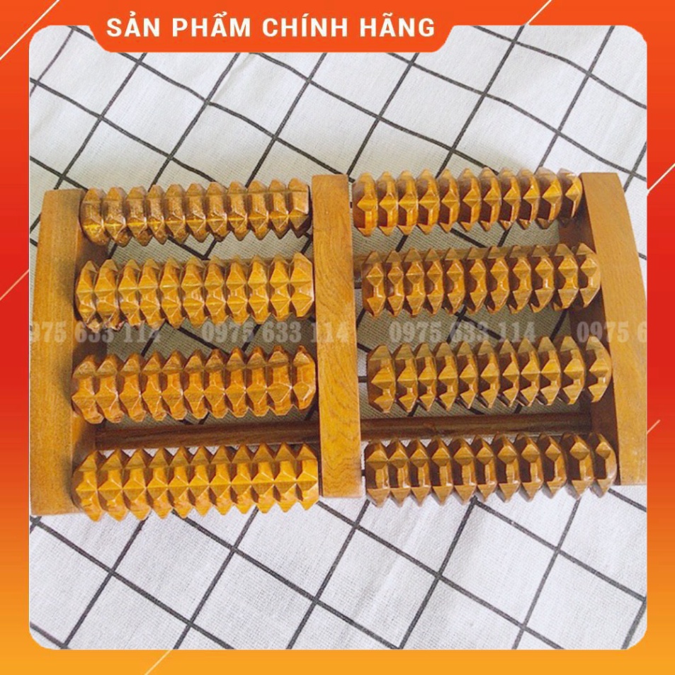 Bàn lăn chân gỗ FREESHIP Dụng cụ mat xa chân gỗ bach xanh cao cấp 4 hàng nhỏ, bấm huyệt thư thái (Bx3)
