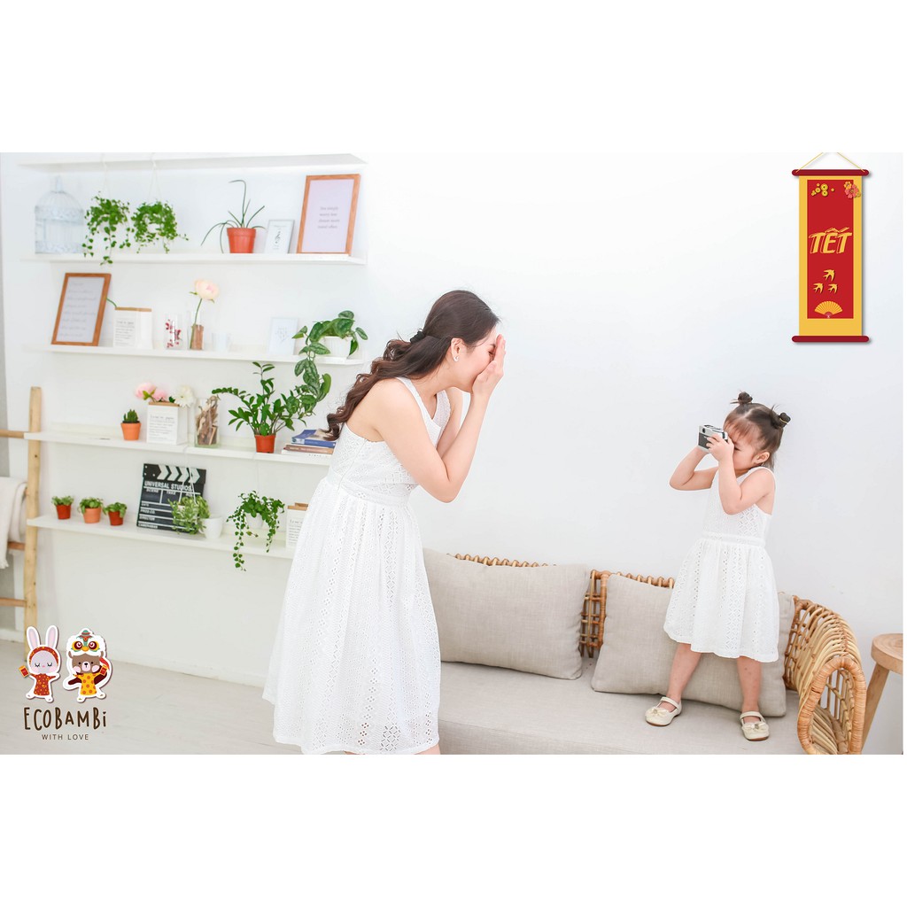 Đầm nữ ECOBAMBI cotton thêu chéo lưng | BigBuy360 - bigbuy360.vn