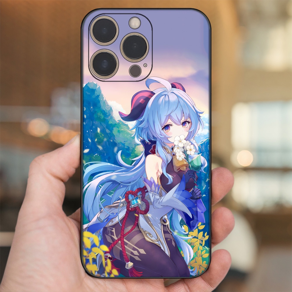 Ốp lưng iPhone 13 Pro dẻo đen cạnh vuông in hình Ganyu Genshin Impact