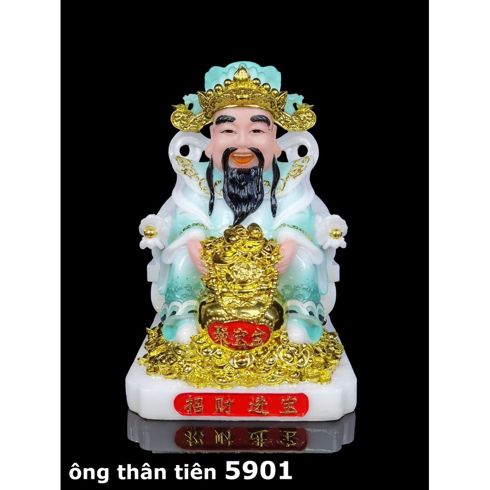 Thần Tiền Màu XANH - Thần Phát Thần Tài Lộc Bột Đá 10 in - 25cm