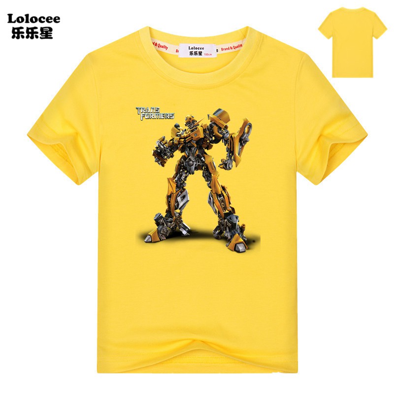 TRANSFORMERS Áo Thun Tay Ngắn In Hình Robot Bumblebee Cho Bé Trai