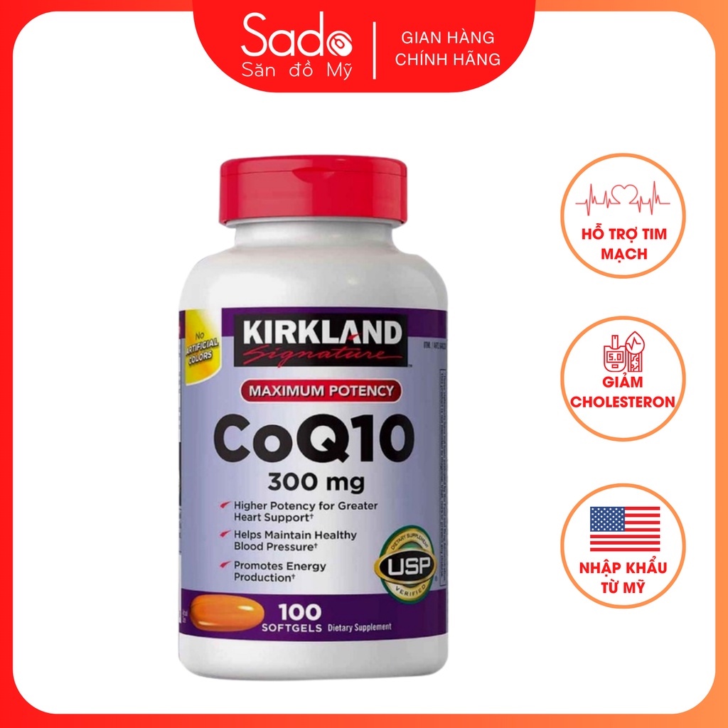 Viên Uống Kirkland Signature CoQ10 300mg Hỗ Trợ Tim Mạch Và Nâng Cao Sức Khỏe 100 Viên