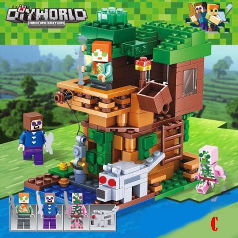 Bộ xếp hình lego hình ngôi làng rừng cây núi nông trại