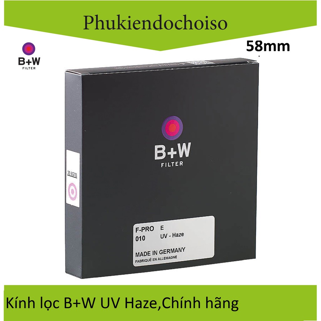 [Mã 229ELSALE hoàn 7% đơn 300K] Kính lọc Filter B+W F-Pro 010 UV-Haze E 58mm