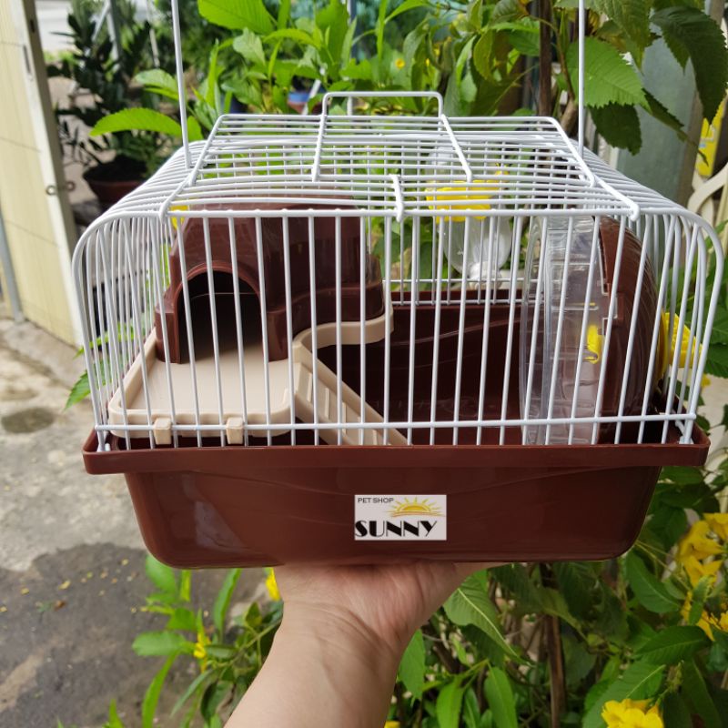 Lồng mini khay cao kèm nhà nuôi hamster 22x17x15