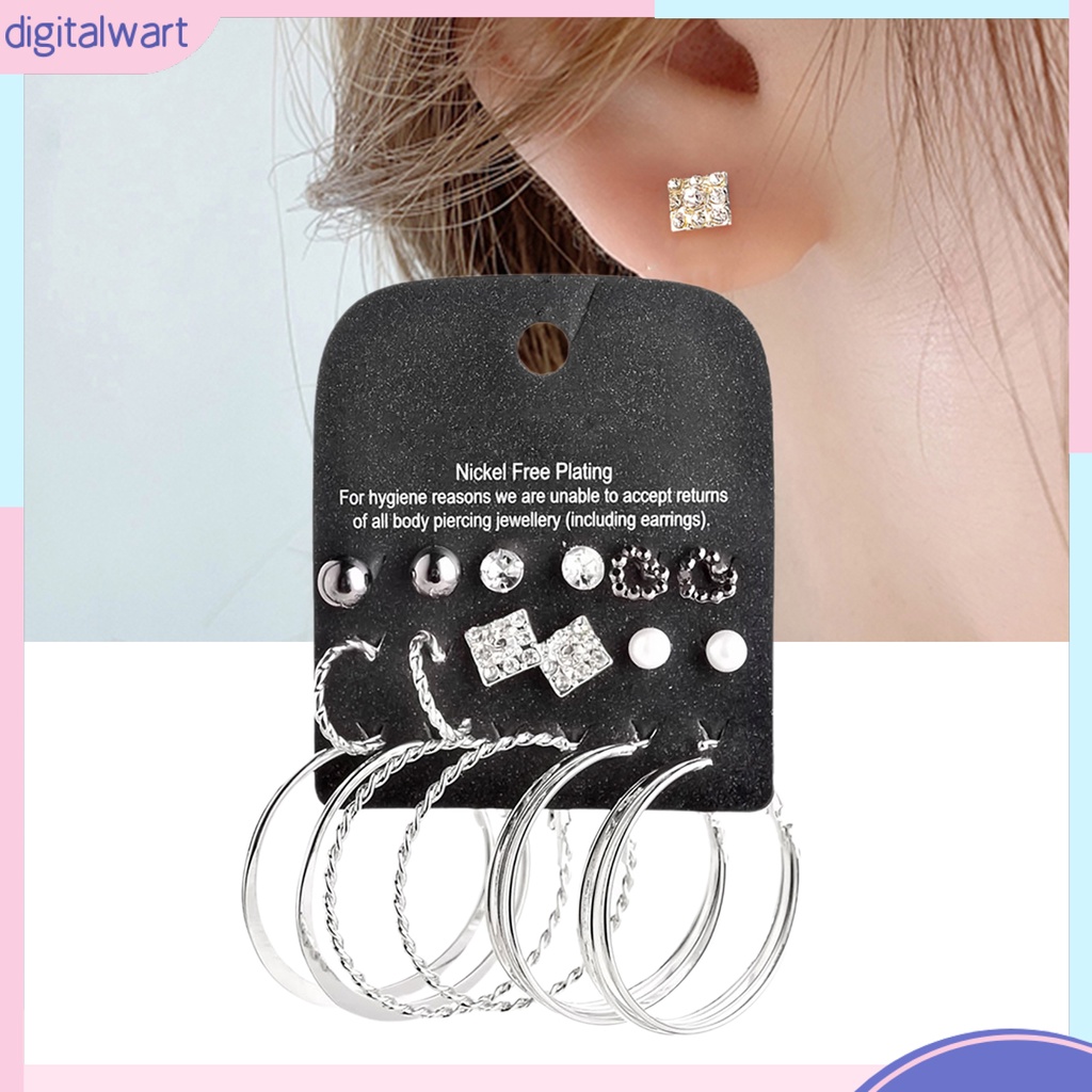 Set 9 Đôi Khuyên Tai Đính Đá Và Ngọc Trai Giả Thời Trang Thanh Lịch Dành Cho Nữ