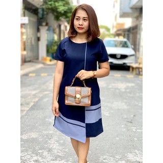 Đầm trung niên big size dáng suông phối highlight