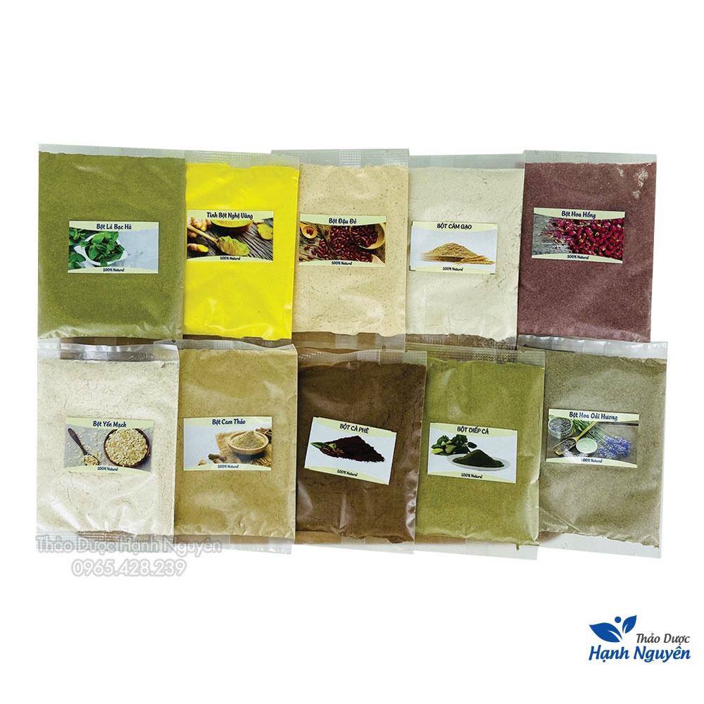 Combo 10 loại bột cho da khô nguyên chất (Dưỡng da, cấp ẩm, bổ sung vitamin, chống lão hóa) - Thảo Dược Hạnh Nguyên
