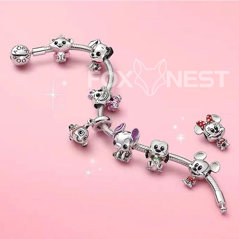 Hạt Charm Mạ Bạc S925 Hình Mickey Minnie / Alice Ở Xứ Sở Thần Tiên / Cinderella Dùng Làm Trang Sức DIY