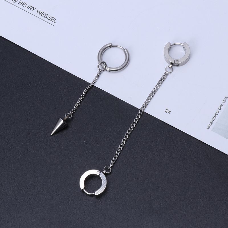 Cặp khuyên tai hợp kim thép titan dây dài phong cách punk KPOP cá tính