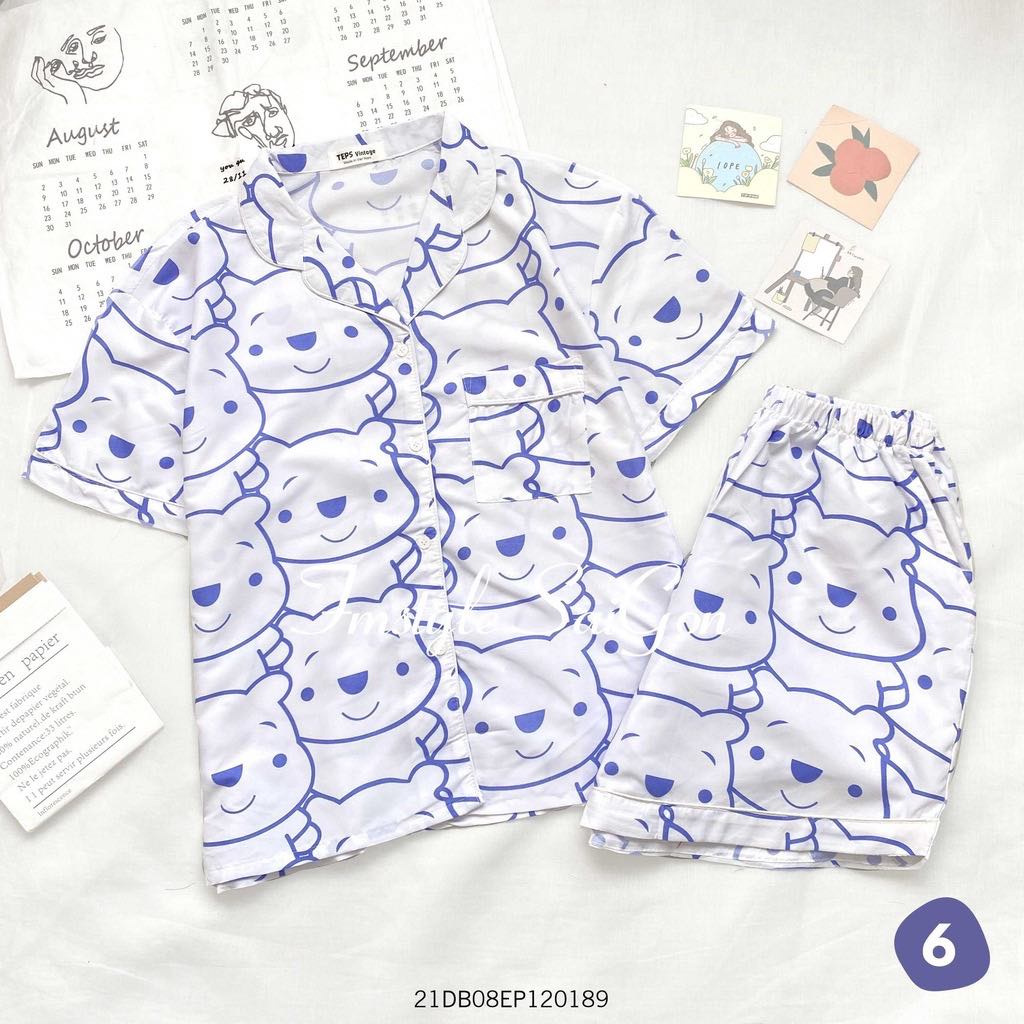 [Kate mềm] Bộ ngủ Pijama đùi chất mềm freesize&lt;60kg (Mã 02)