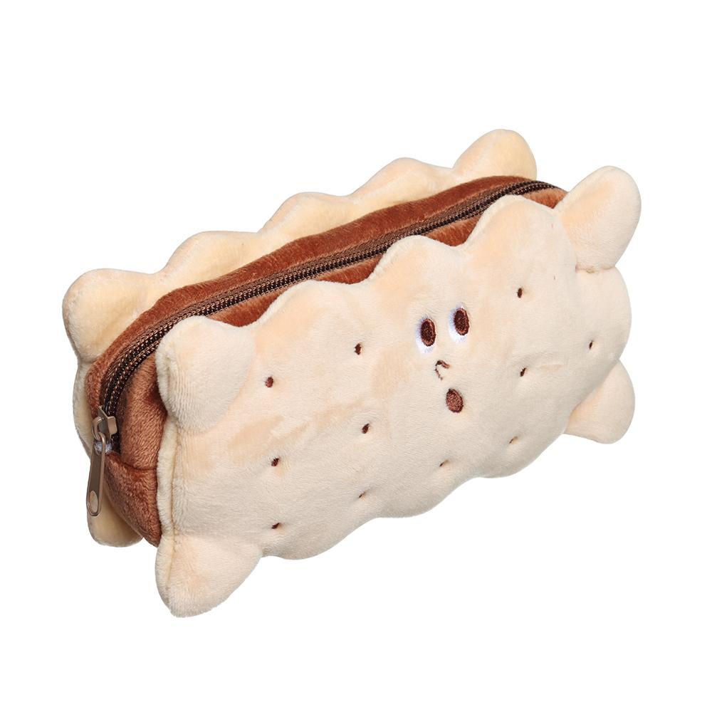 Hộp bút vải nhung hình bánh quy/ sandwich sức chứa lớn vui nhộn dễ thương cho học sinh