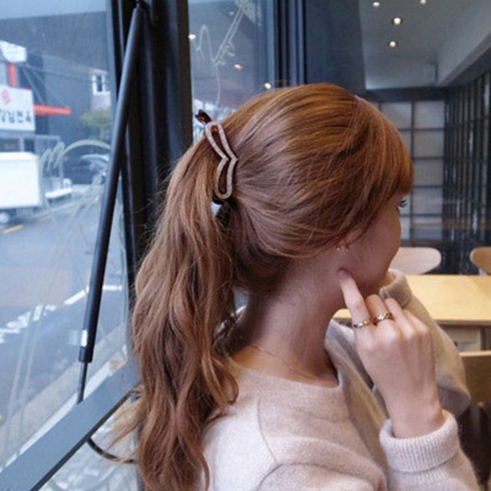 Kẹp tóc Acrylic hình trái tim khảm đá lấp lánh thanh lịch cho nữ