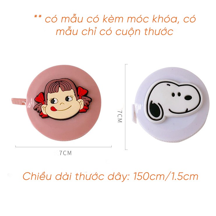 Thước Dây Cuộn Tự Thu 1.5M Hoạt Hình (Kiêm Móc Khóa Tùy Mẫu)