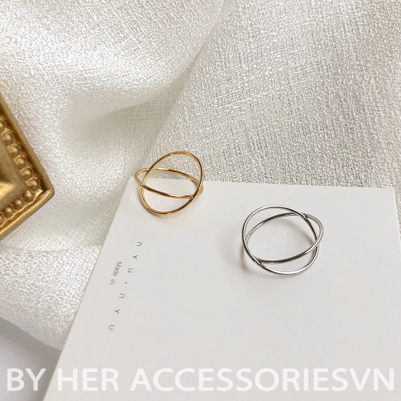 Nhẫn bạc nữ chữ X đơn giản , nhẫn hình chéo cá tính dành cho cặp đôi Her Accessories  N20