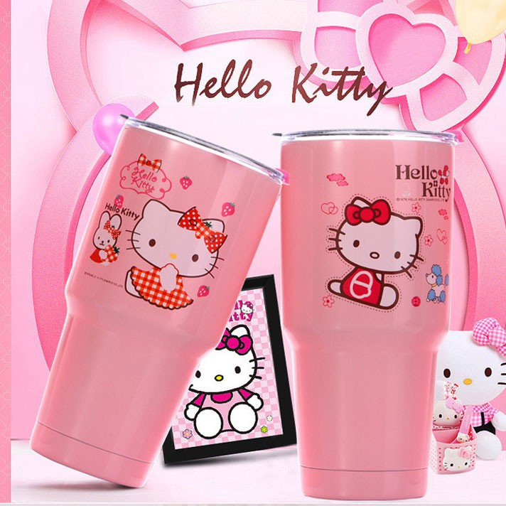 LY GIỮ NHIỆT HÌNH MÈO KITTY, DOREMON,... 900ML INOX 304 KHÔNG GỈ KÈM TÚI TREO CAO CẤP+ BỘ ỐNG HÚT CỌ RỬA+NẮP CHỐNG TRÀN