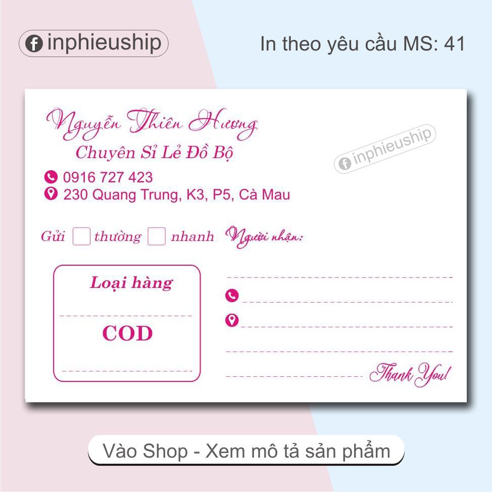 Phiếu giao hàng in tên shop MS41