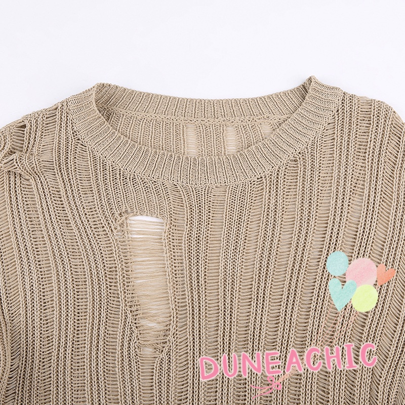 Áo sweater Cổ Thuyền Xẻ Tà Bất Đối Xứng Quyến Rũ Cho Nữ DUNEA818