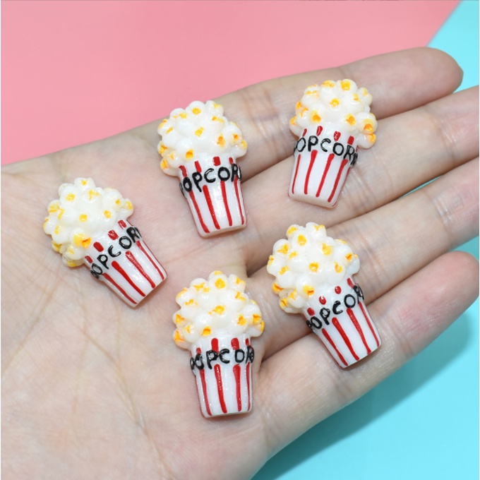Charm túi bỏng ngô popcorn cho các bạn làm slime, trang trí kẹp tóc, dán Jibbitz, DIY