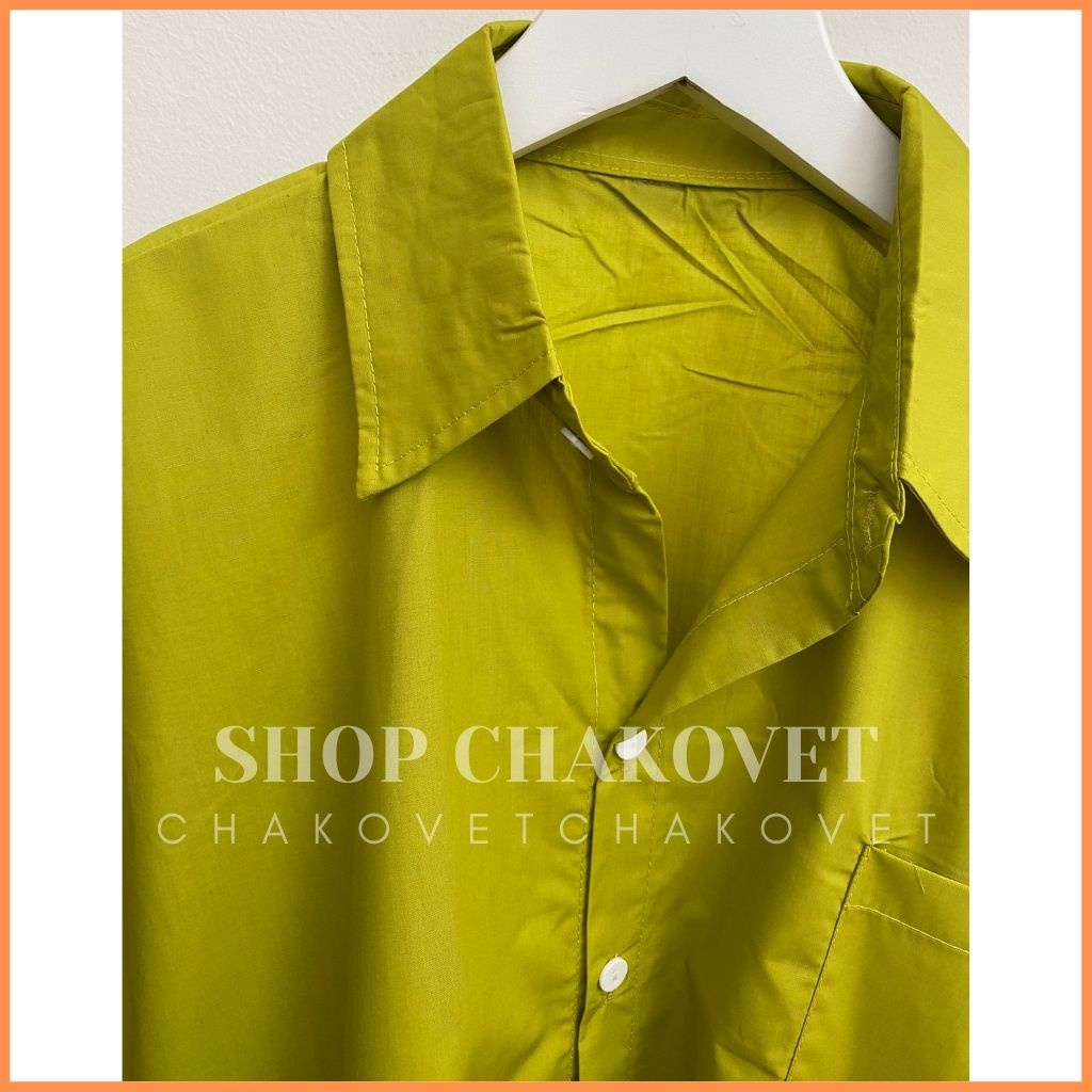 Áo sơ mi nữ màu xanh cốm A8309 Kiểu áo tay lỡ oversize cực cá tính dưới 55kg