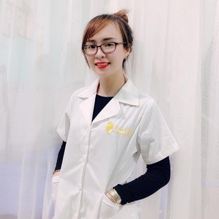 Áo blouse hàng đẹp kaki Nhật trắng spa, áo blouse trắng bác sĩ, dược sĩ