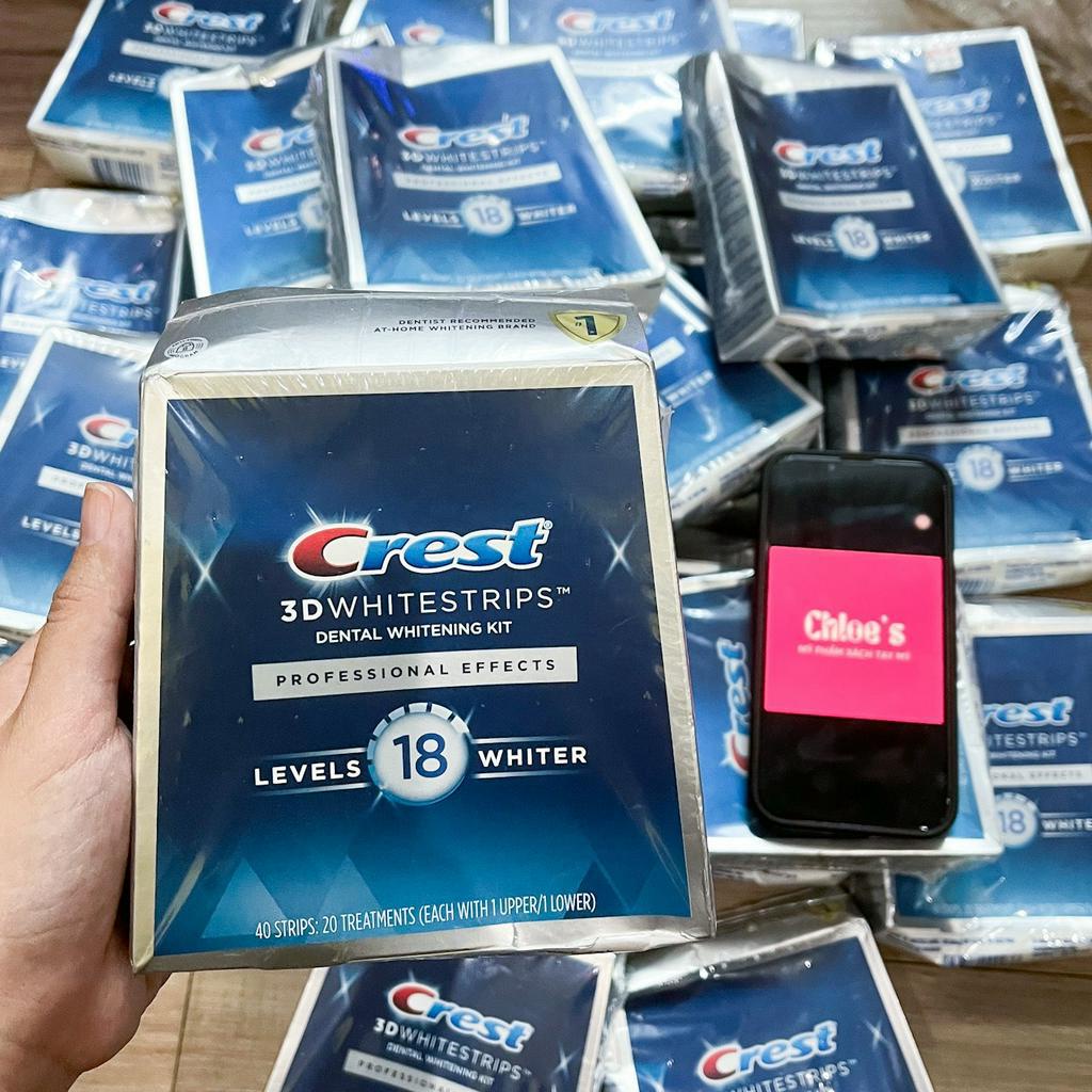 Miếng dán trắng răng crest 3d white whitestrip professional effects chính hãng mỹ FULL HỘP 20 miếng date 2024