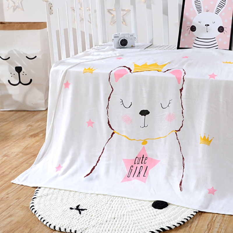 Chăn lụa cho bé 2 lớp cotton tre Pukid 110x120cm