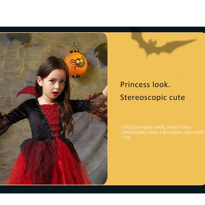 Kids Costume Girl Vampire Witch Cosplay Costume Performance Party Set Party Clothing Red Tulle Skirt Girl Dresses Halloween gift