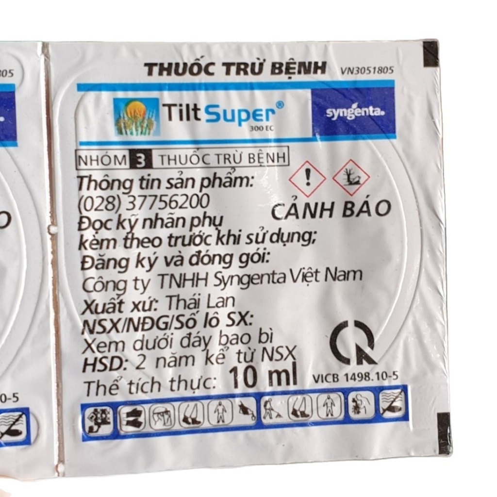 (Hộp 24 cốc) 💖Thuốc trừ bệnh Tilt super 300EC SYNGENTA (10ml)💎Trừ lem lép hạt, đốm vằn, đốm lá, rỉ sắt, thán thư..