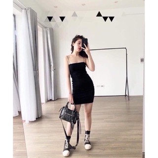 Đầm body 2 dây sợi bún