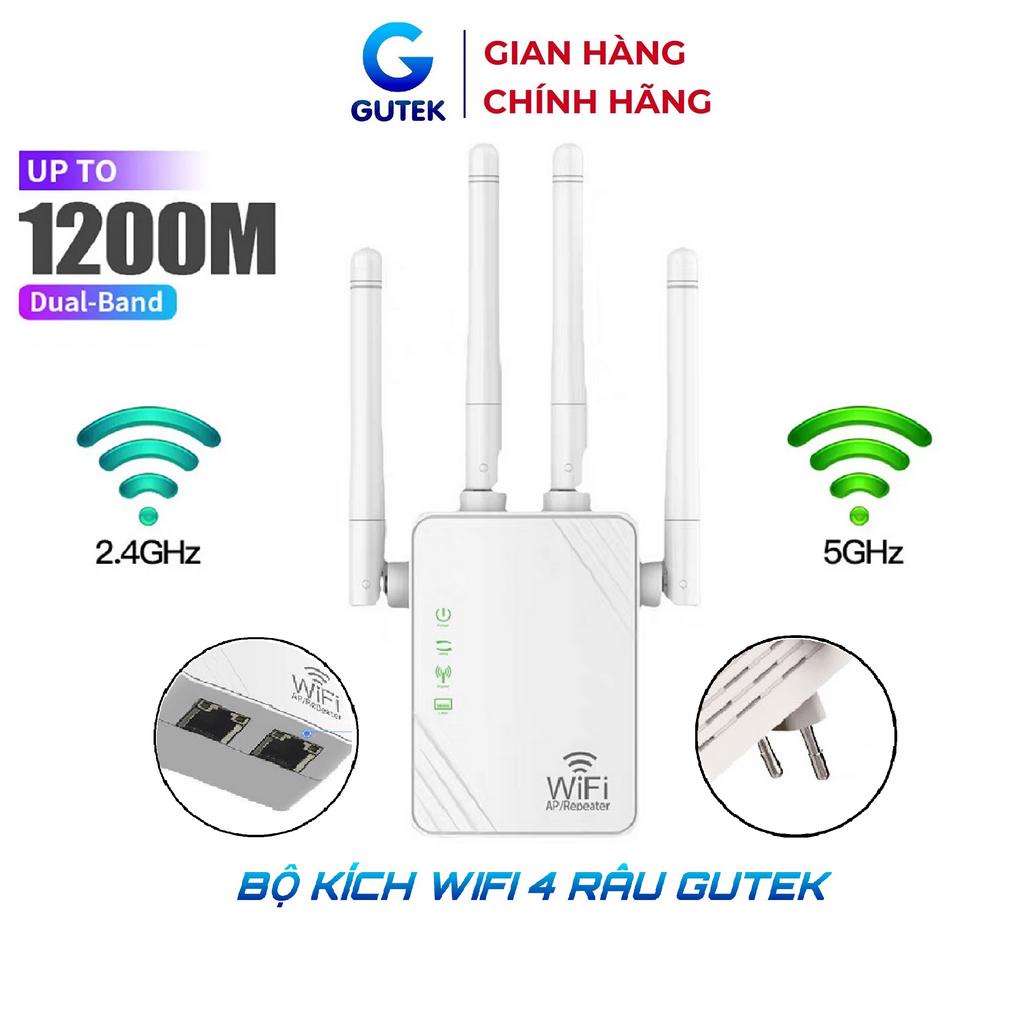 Bộ kích sóng wifi 4 râu Gutek KS2 tốc độ 300mbps 1200mbps 2 cổng RJ45 cắm trực tiếp cho điện thoại laptop máy tính PC