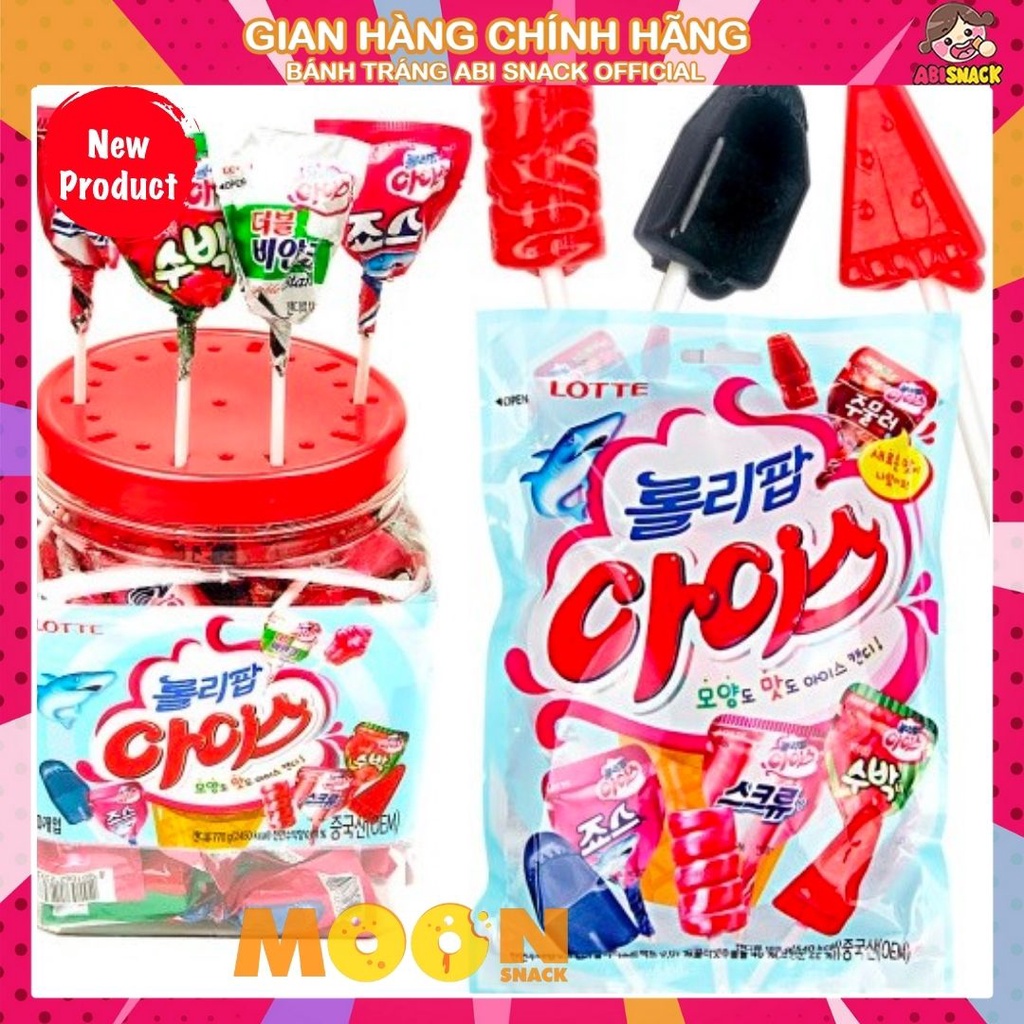 LẺ 1 CÂY KẸO MÚT CỨNG ICE LOLLIPOP HÌNH QUE KEM HÃNG LOTTE HÀN QUỐC 13g