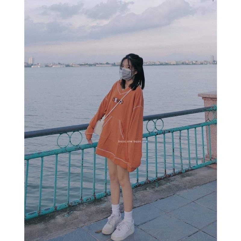 Áo nỉ chỉ nổi DEMC cam HT12