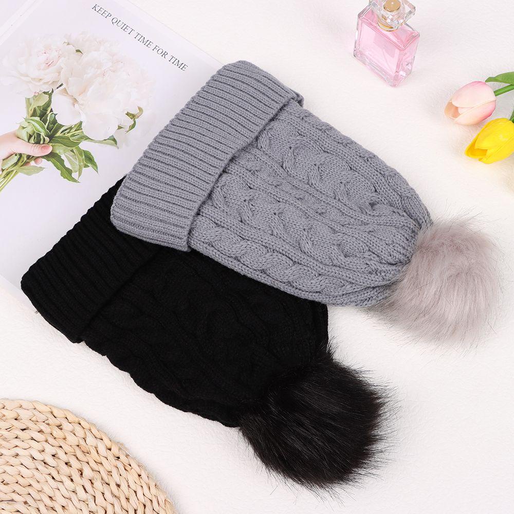 Mũ Len Beanie Đính Quả Bông Thời Trang Cho Nữ