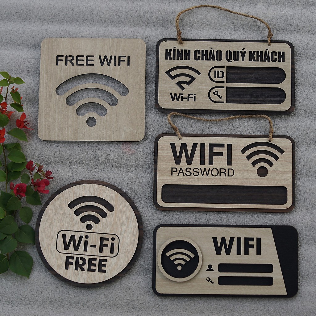 [ GIÁ SỐC ] Bảng Gỗ Decor Quán Free Wifi trang trí cao cấp hiện đại